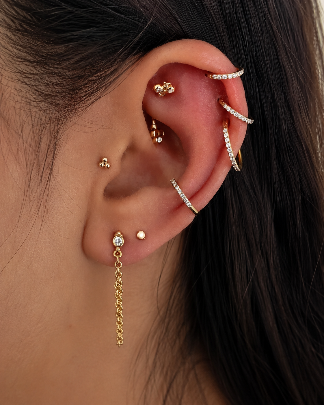 Trili Bead Stud Piercing – Flat Back Cartilage Earring
