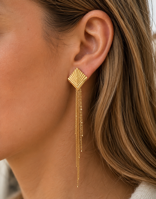 18K PVD Gold Plated Fringe Tassel Earrings – Valira