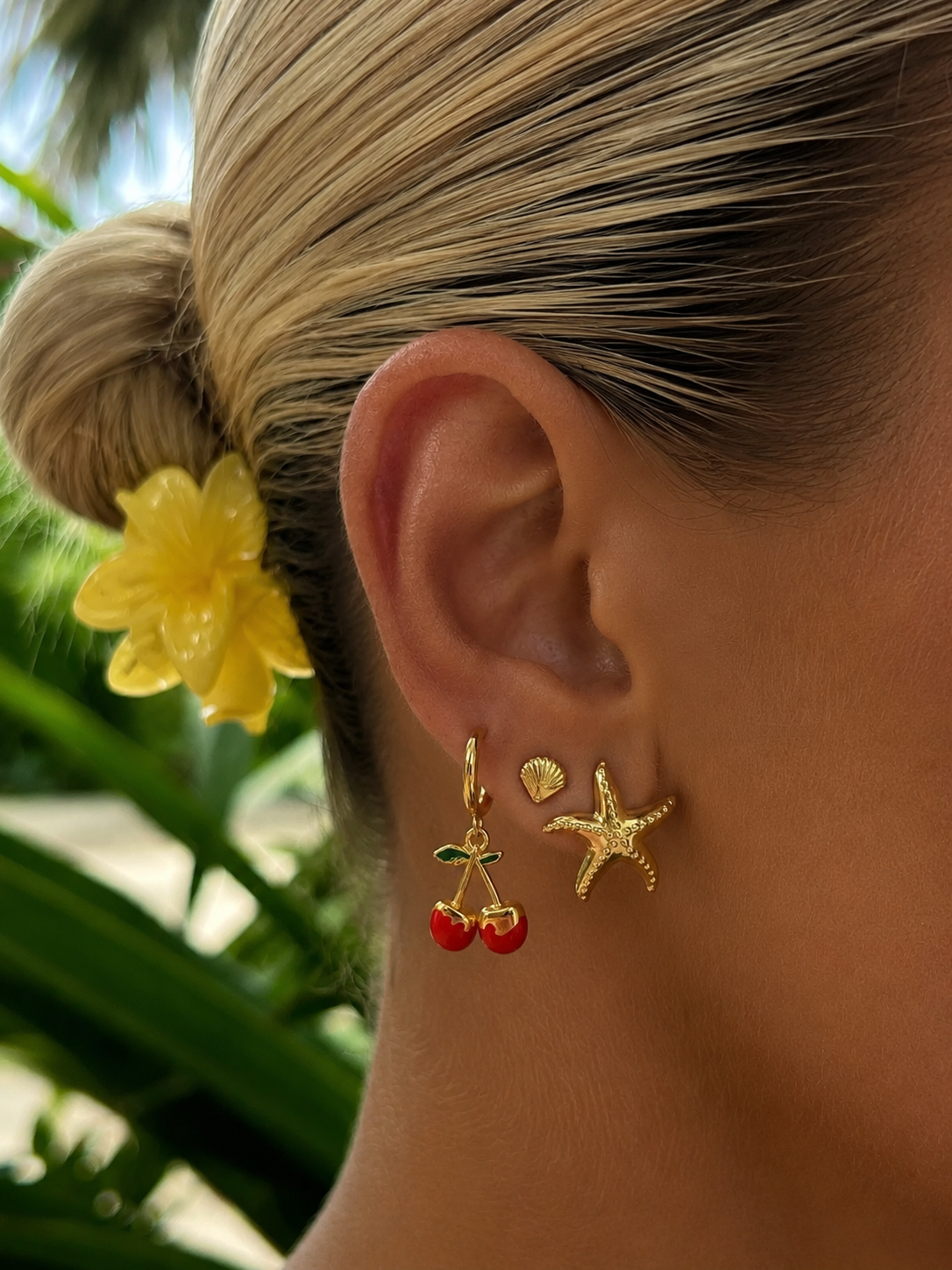 Gold Plated Stainless Steel Cherry Earrings – Cerelia