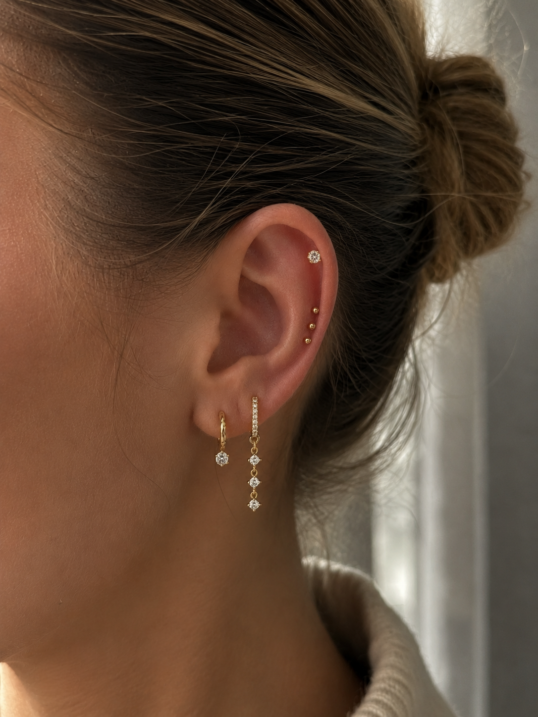 Pavé Crystal Stud Piercing – Flat Back Cartilage Earring