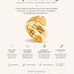 Gold-plated wrap statement ring with heart design on a white background