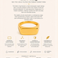 Gold-plated ring with product details on a white background