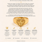 Gold-plated Angel Cherub Heart Signet Ring with product details on a light background