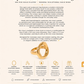 Gold open oval statement ring with product details on a white background