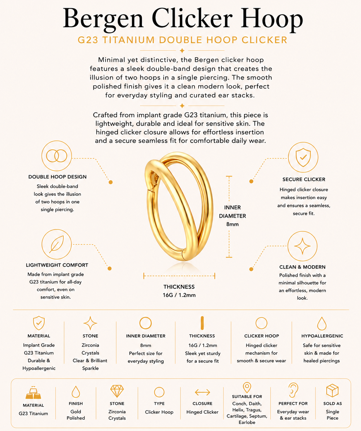 G23 Titanium Double Hoop Clicker – Bergen