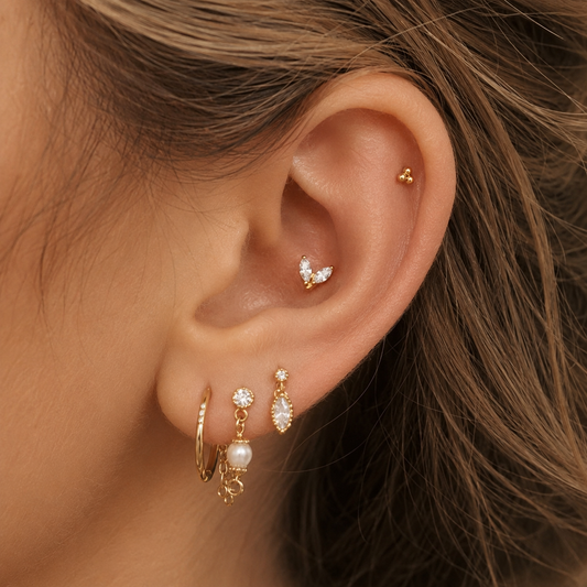 Zoréa Titanium Crystal Drop Piercing | Flat Back Cartilage Earring