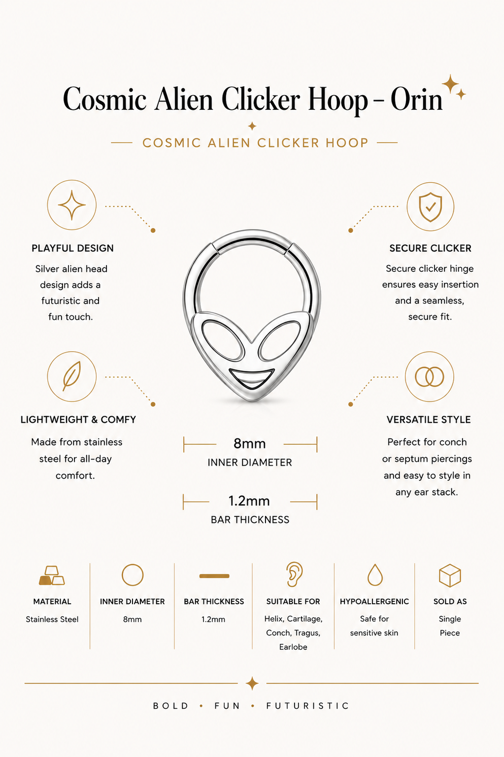 Cosmic Alien Clicker Hoop – Orin