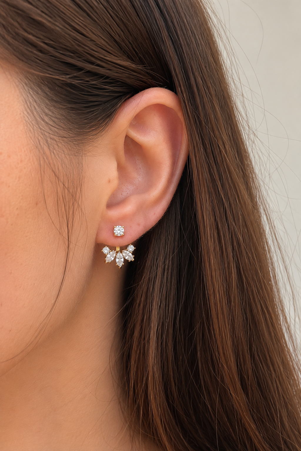 Aurielle Crystal Fan Flat Back Cartilage Stud