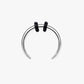 A gold/silver stainless steel half hoop piercing jewelry with black details.