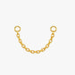 Gold chain with eyelets on a white background