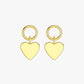 Gold heart-shaped earrings on a white background