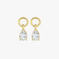 Gold earrings with clear gemstones on a white background