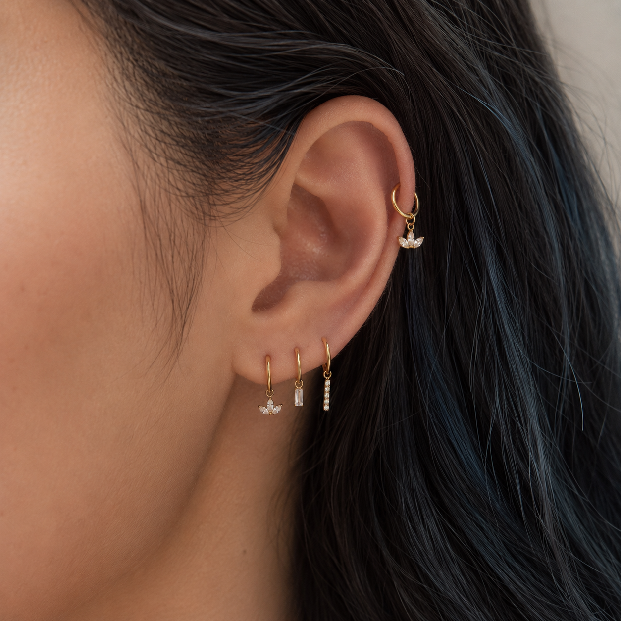 Gold Plated Crystal Line Hoop Charms – Veloura