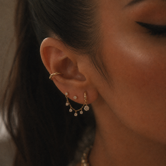 Gold Plated Zirconia Dangle Ear Chain – Kristi