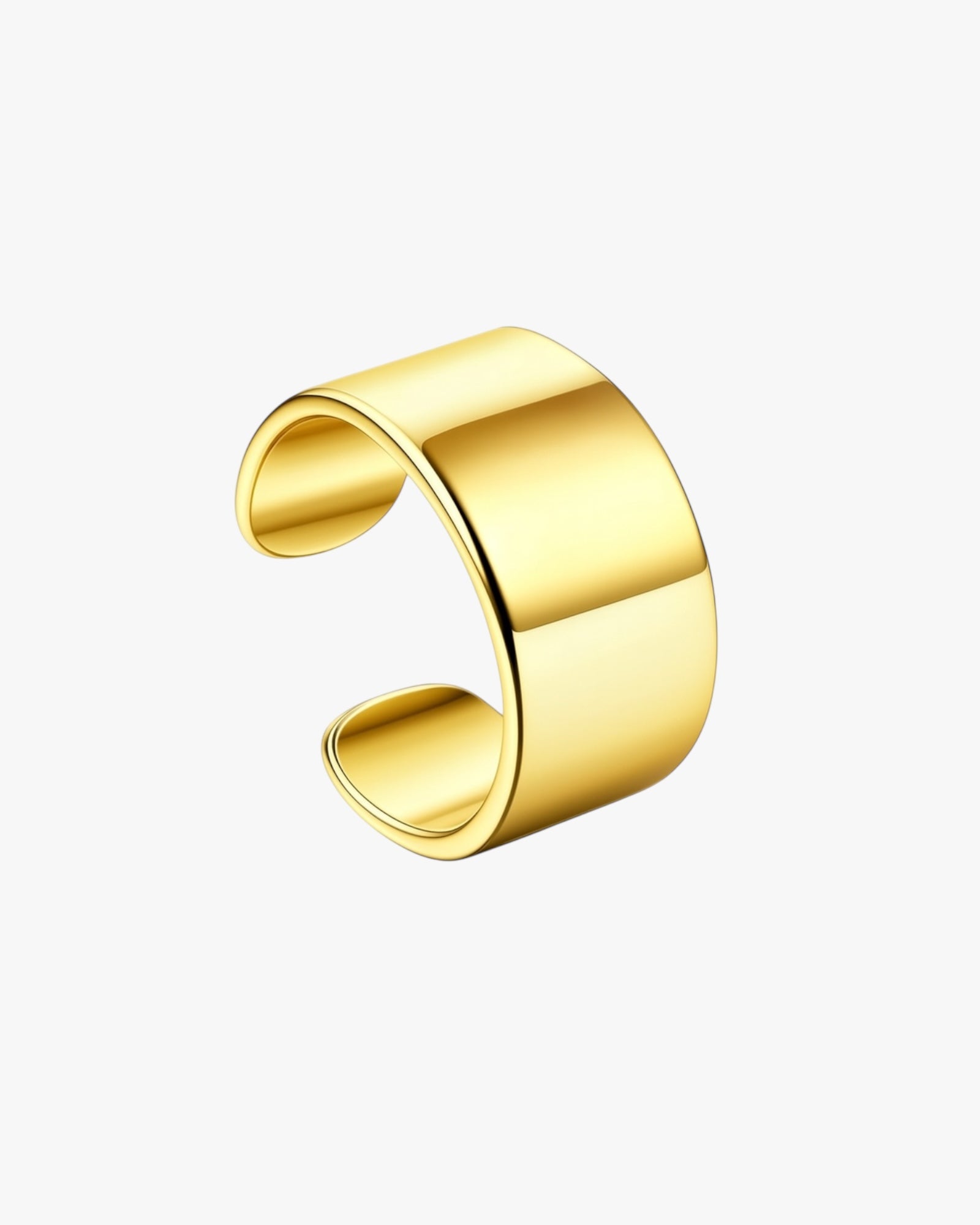 Gold open ear cuff on a white background