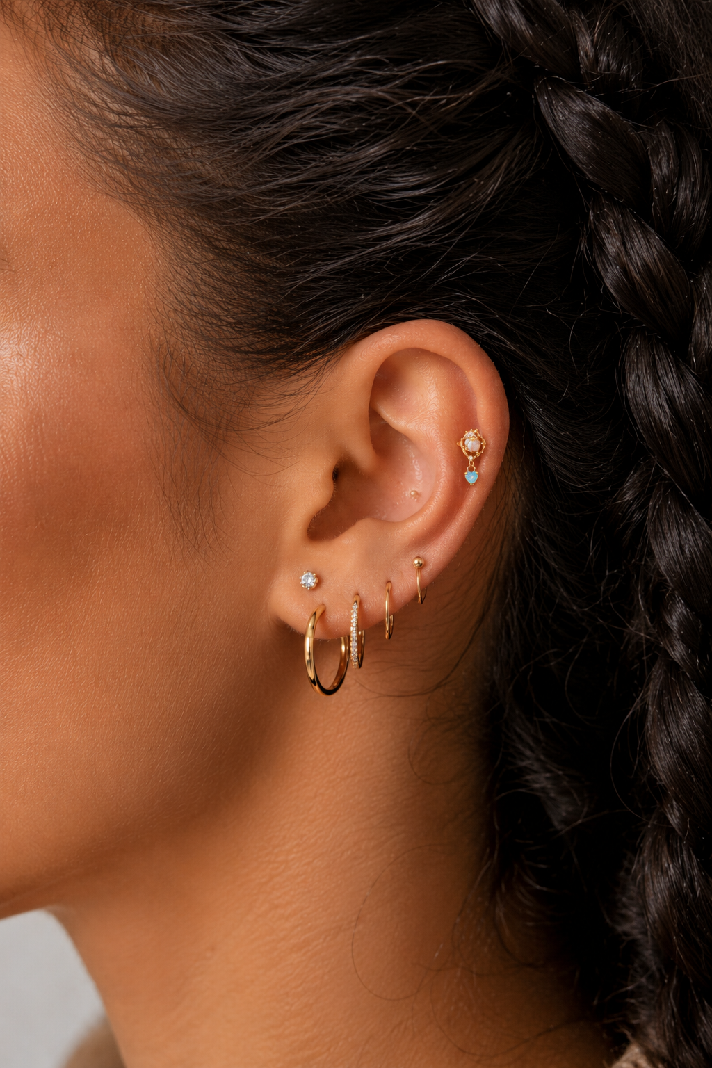 Gold Stainless Steel Opal & Blue Heart Dangle Stud Earring – Rwanda