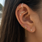 Bali Stud – Gold Chain Drop Flat Back Earring with Black Stone
