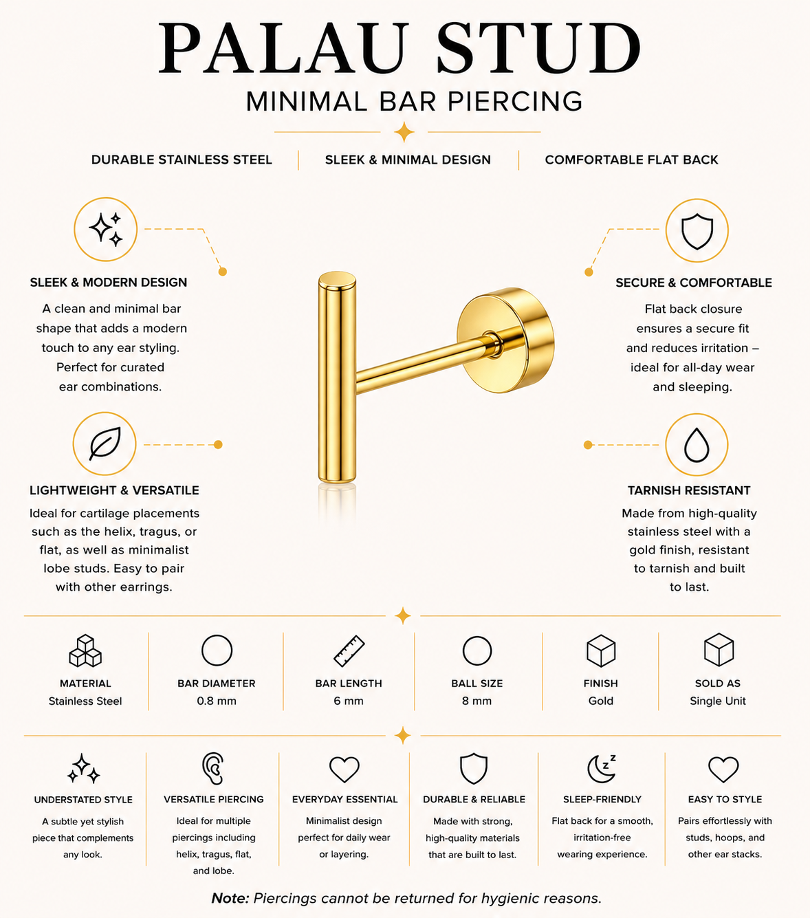 Palau Stud – Minimal Bar Piercing