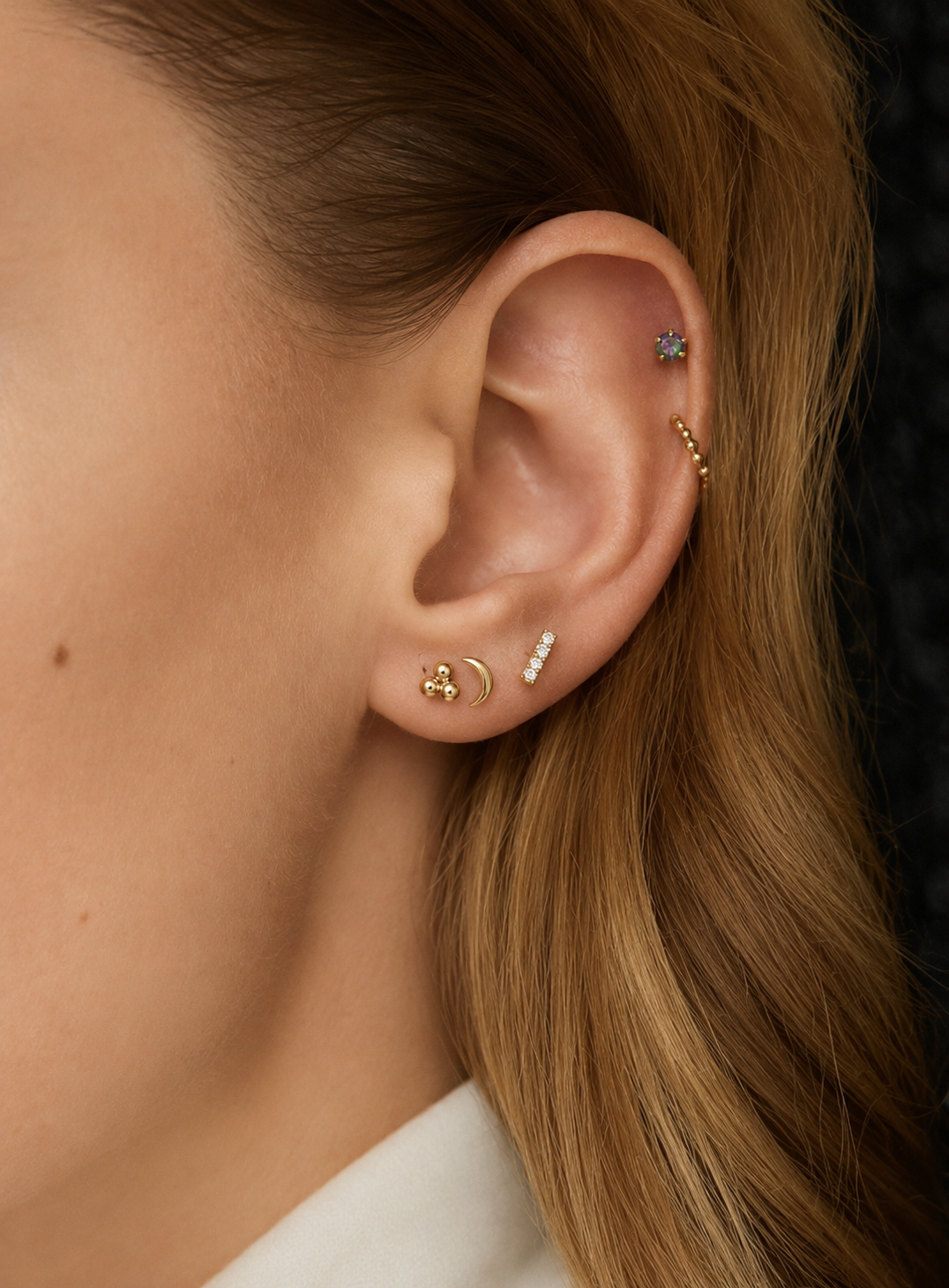 Gold Stainless Steel Rainbow Crystal Stud Earring – Kerala