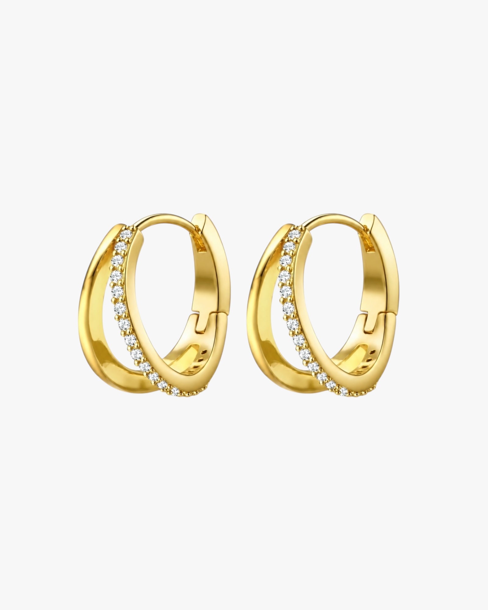 I Dreamed Mini Hoop Earrings – Gold Plated Stainless Steel CZ Hoops