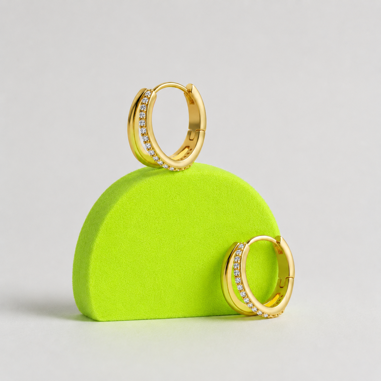 I Dreamed Mini Hoop Earrings – Gold Plated Stainless Steel CZ Hoops