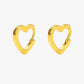Gold heart-shaped hoop earrings on a white background