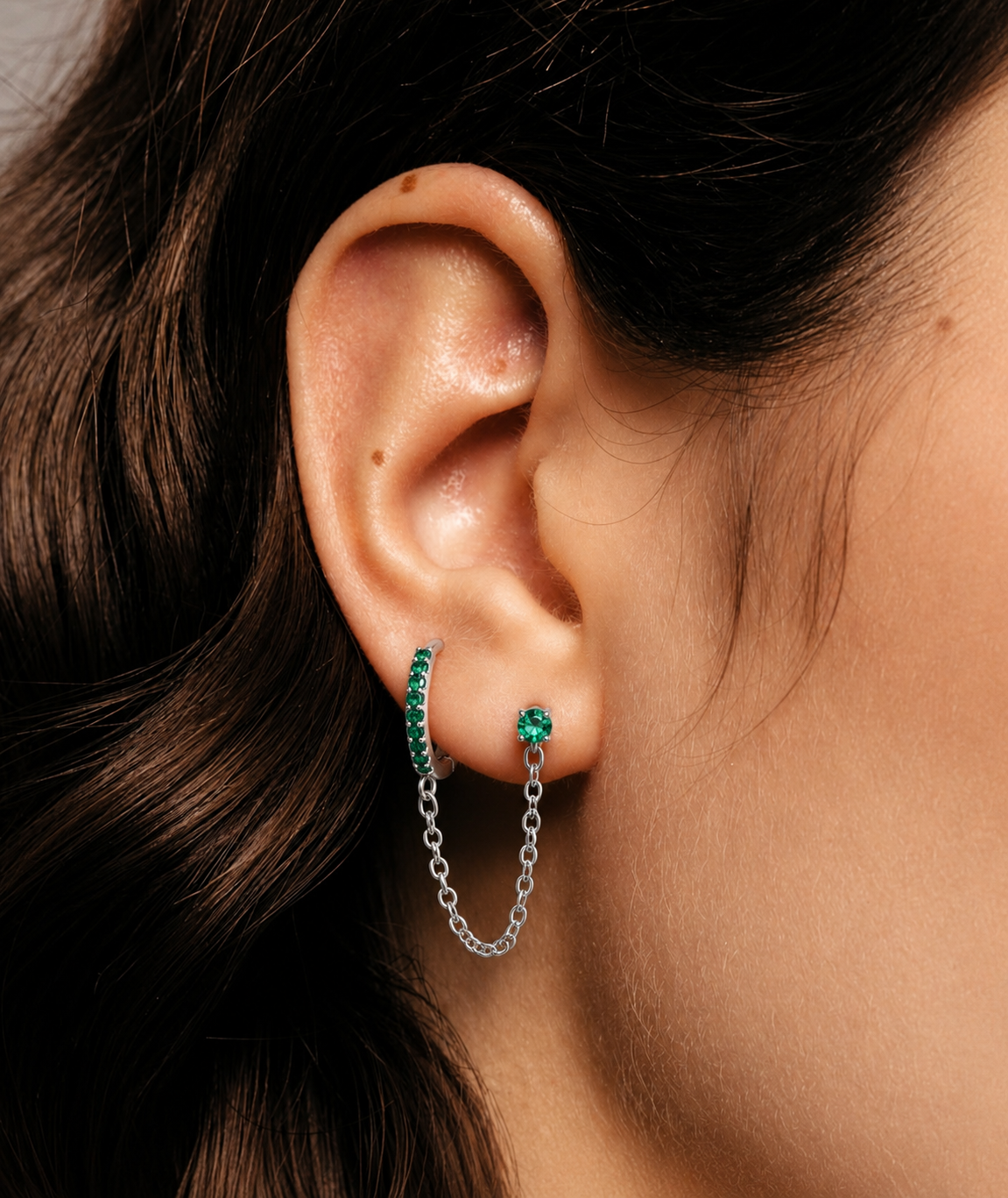 Stainless Steel Chain Connector Hoop Earring – Oasis