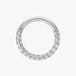 Silver twisted hoop earring on a white background