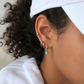 Gold Plated Stainless Steel Blue Drop Charm Hoop Earring – Beira
