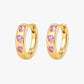 Gold Plated Copper Pink Heart Zirconia Mini Hoop Earrings – Hyge