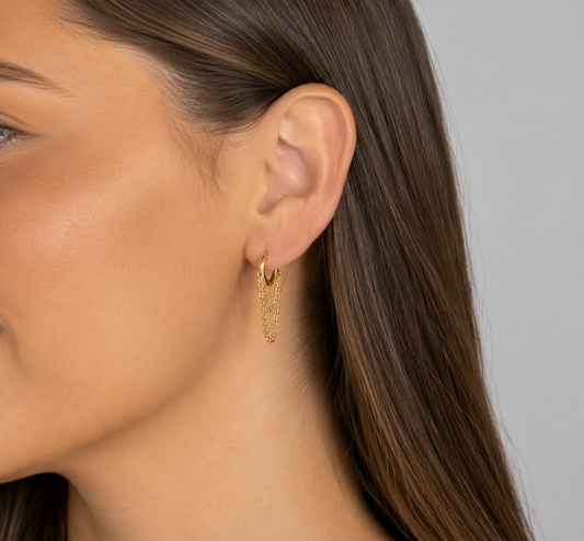 Gold Plated Chain Mini Hoop Earrings – Vroki
