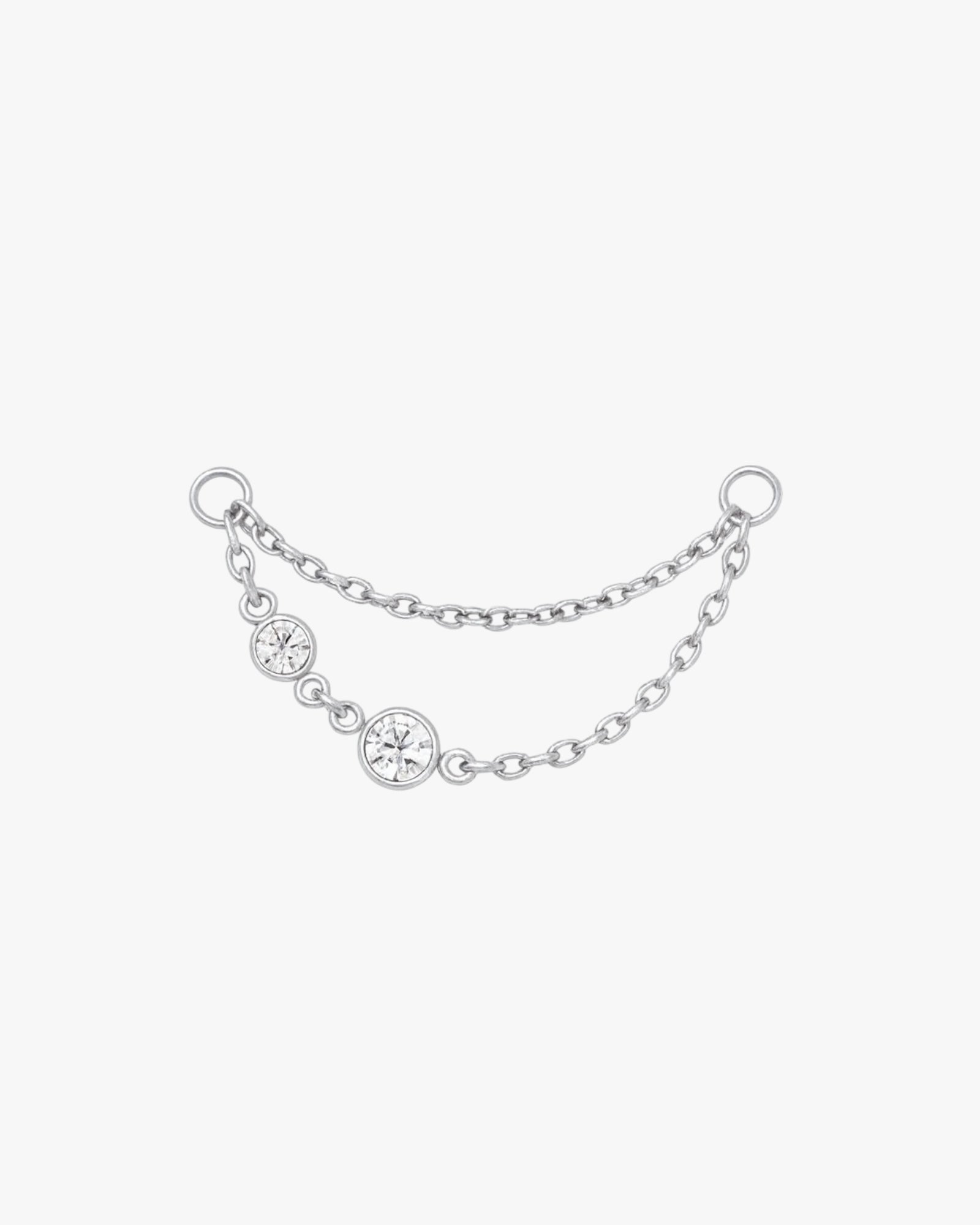 Silver chain with round links on a white background