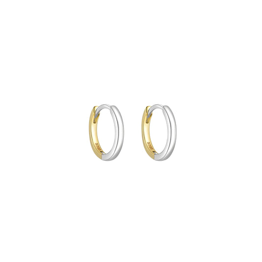 Image showcasing stylish two-toned hoops against a neutral backdrop, highlighting their versatile design and modern appeal. Perfect for adding a touch of sophistication to any ensemble.