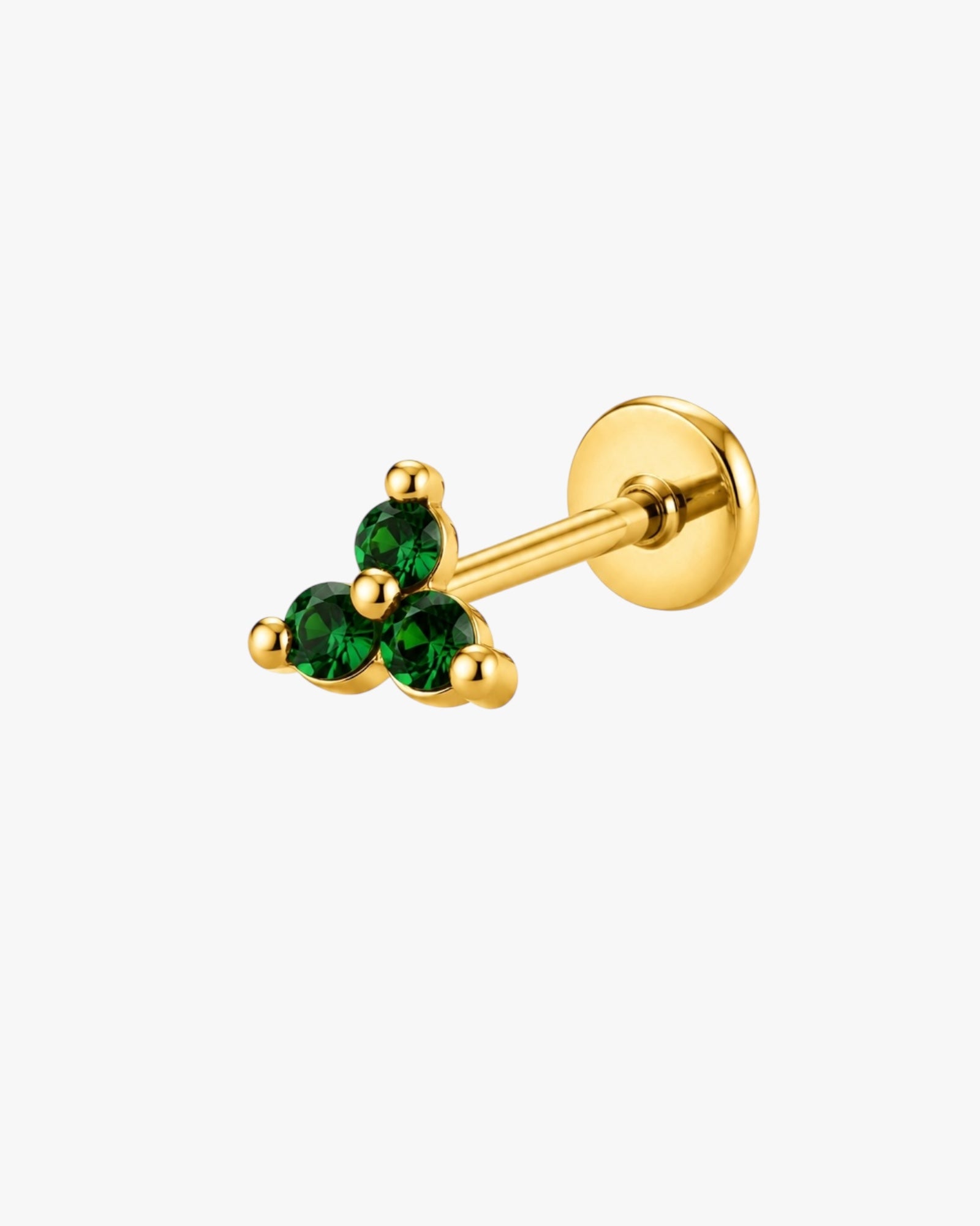 Bak Stud – Green Crystal Flat Back Cartilage Piercing