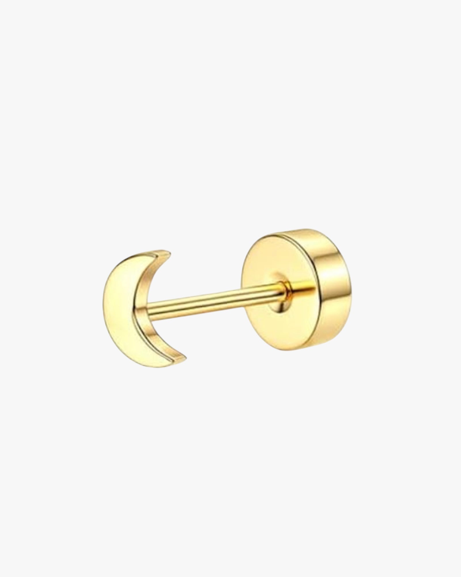 A single gold-colored stud earring with a bar diameter of 0.8mm and length of 6mm, designed for piercings.