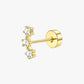 A single gold-colored stud earring with a bar diameter of 0.8mm and bar length of 6mm, featuring a clear crystal.