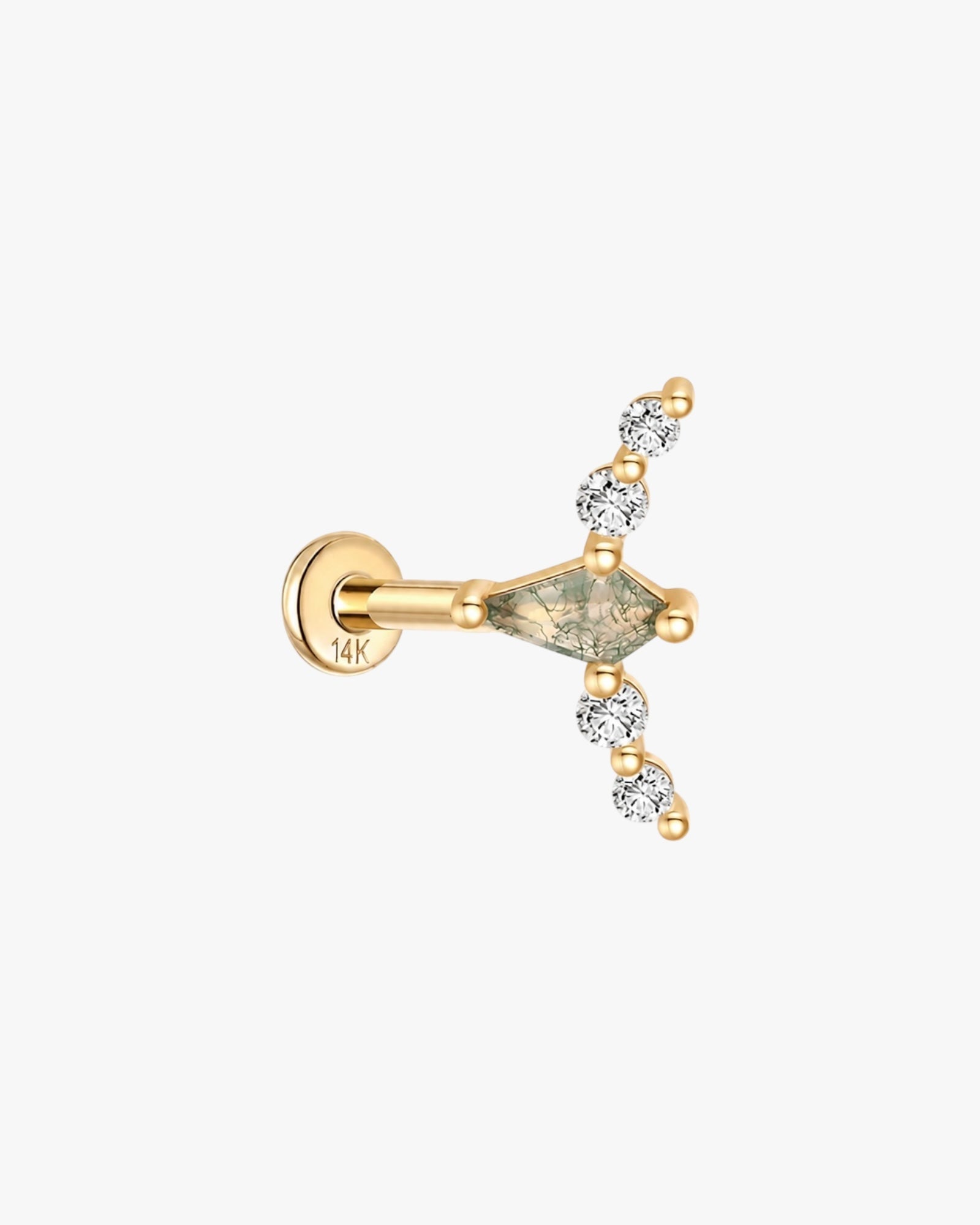 Gina | Gold Filled Moss Agate Chain Flat Back Stud
