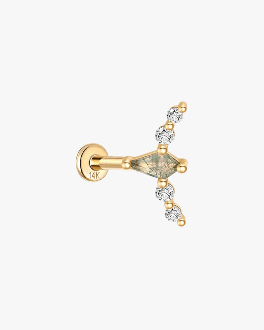 Gina | Gold Filled Moss Agate Chain Flat Back Stud