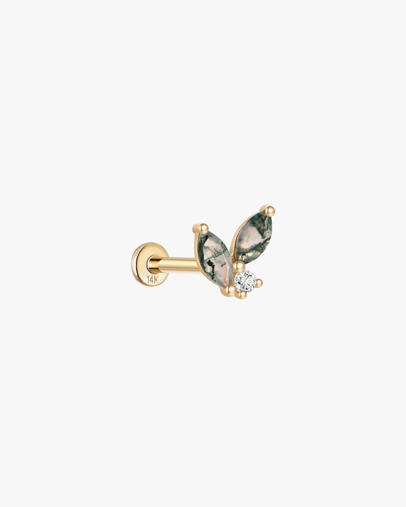 Nota | Gold Filled Moss Agate Chain Flat Back Stud