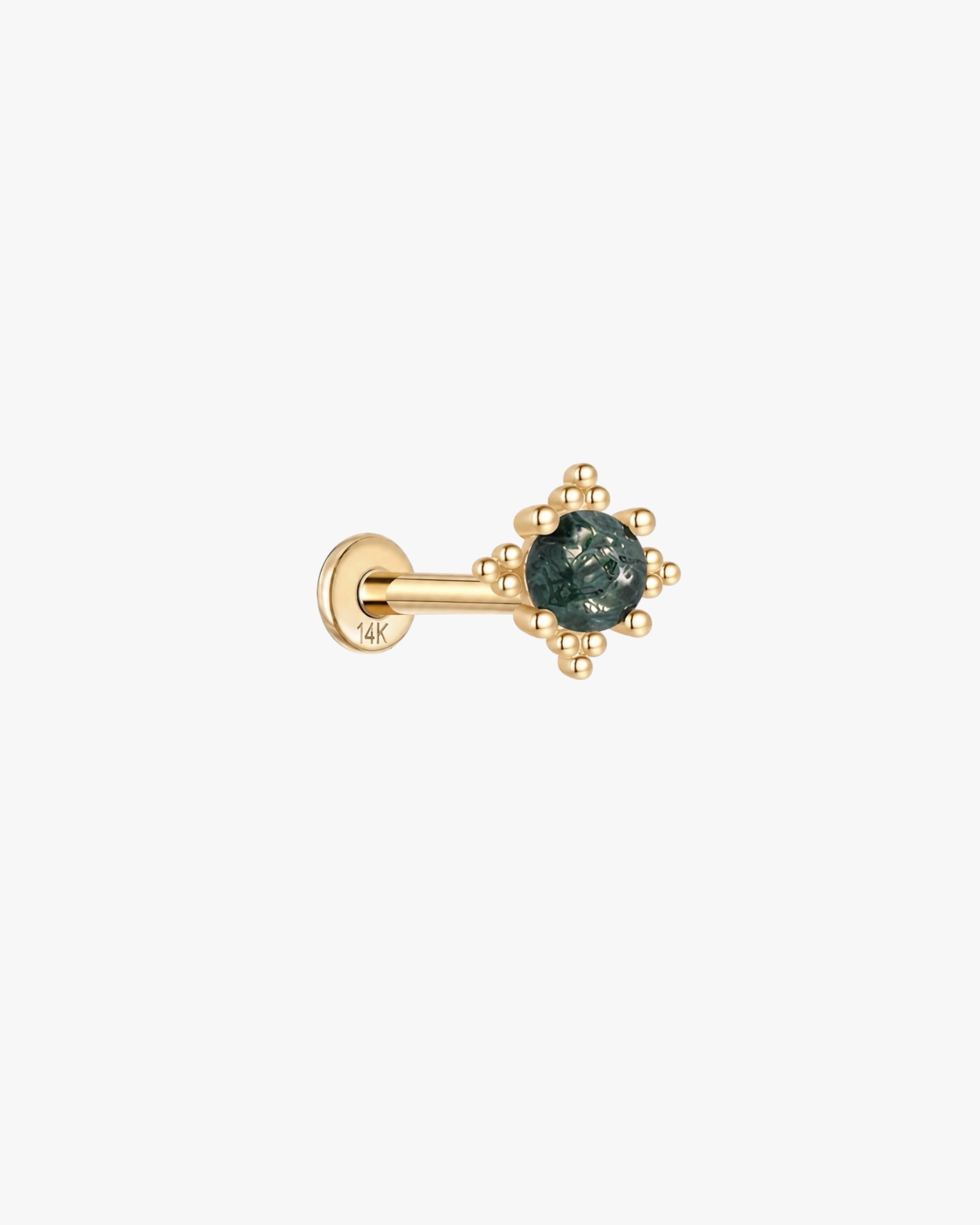 July | Gold Filled Moss Agate Chain Flat Back Stud