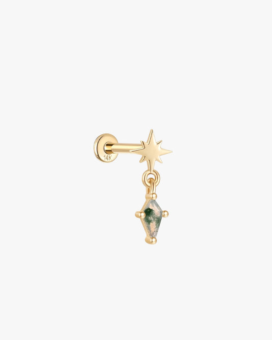 Venus | Gold Filled Moss Agate Chain Flat Back Stud