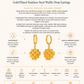 Gold Plated Stainless Steel Waffle Drop Earrings