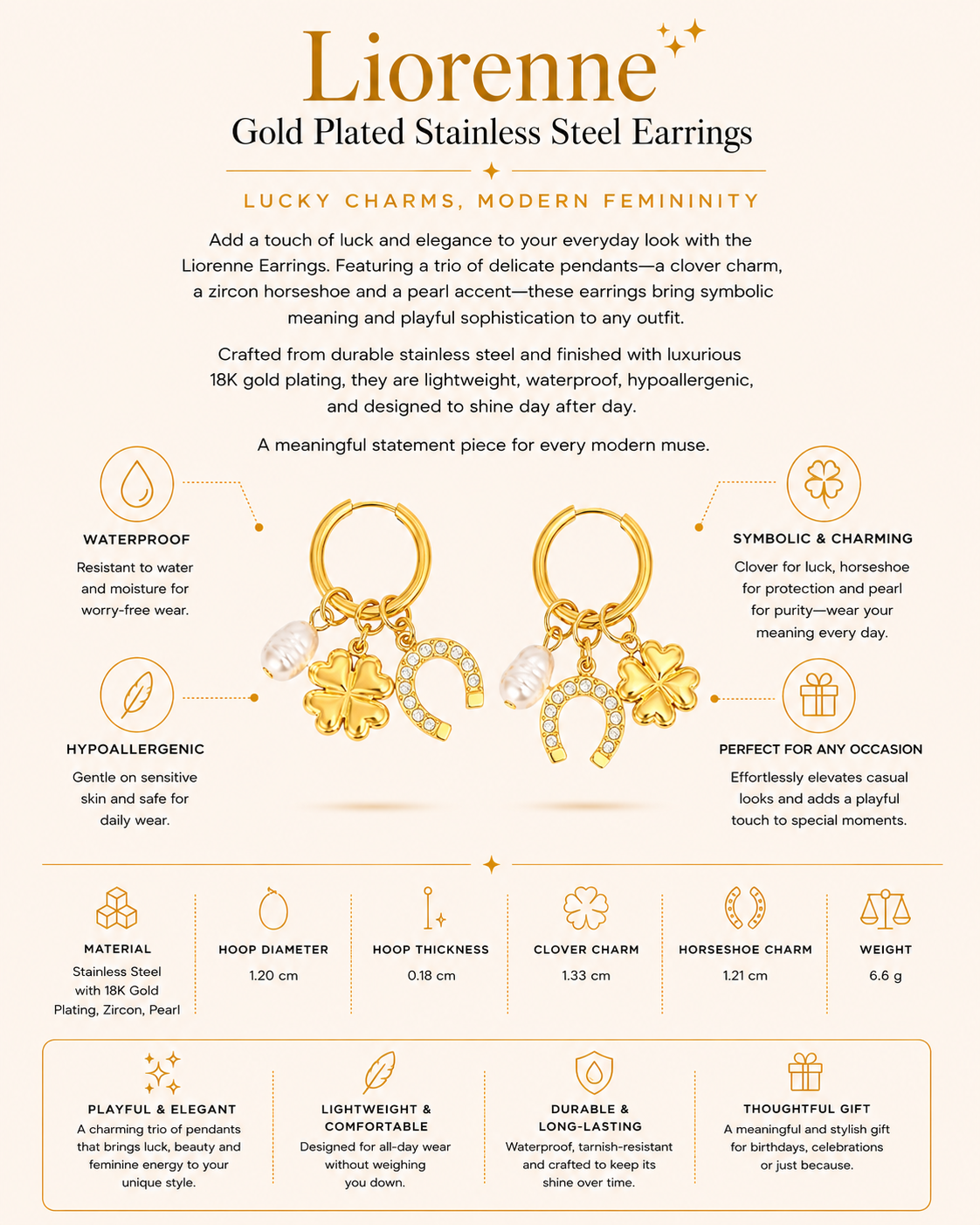 Gold Plated Stainless Steel Earrings – Liorenne