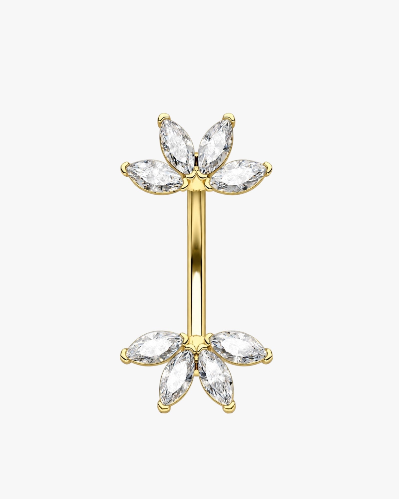Marquise Crystal Lotus Titanium Curved Barbell 16G – Talia