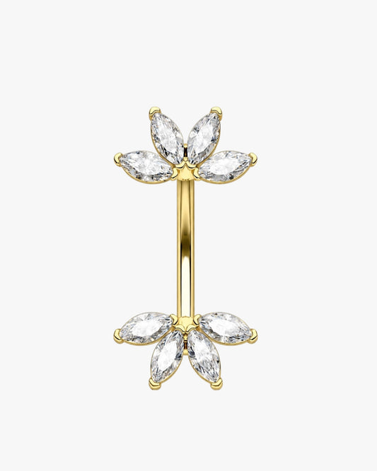 Marquise Crystal Lotus Titanium Curved Barbell 16G – Talia