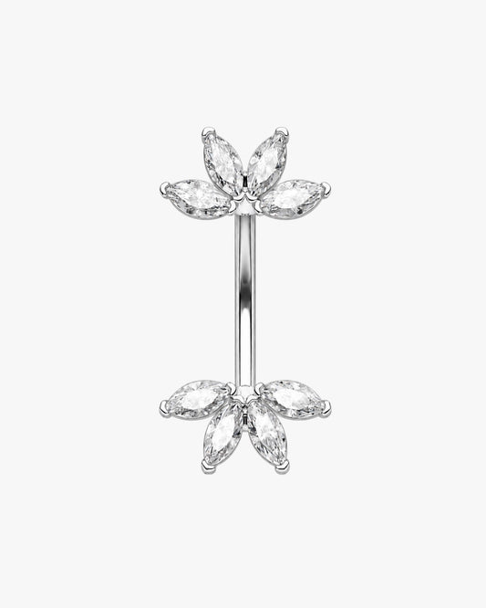 Marquise Crystal Lotus Titanium Curved Barbell 16G – Talia