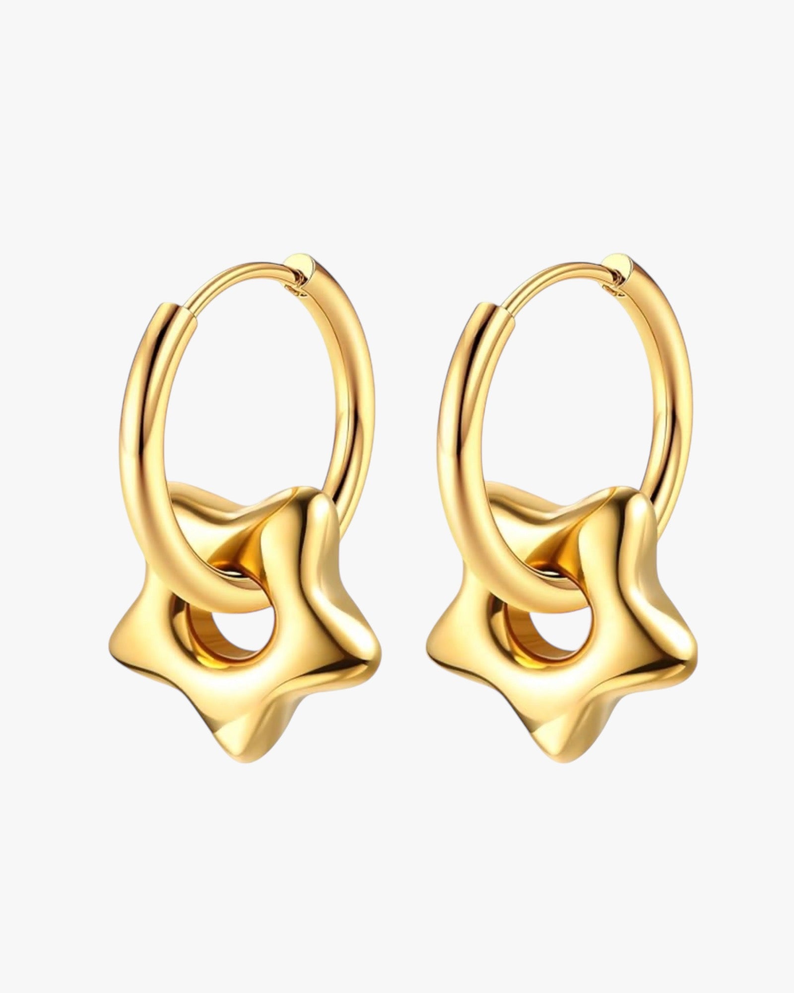 Elegant stainless steel hoop star earrings