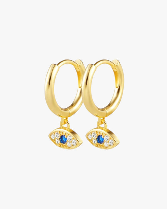 Gold Plated Evil Eye Hoops