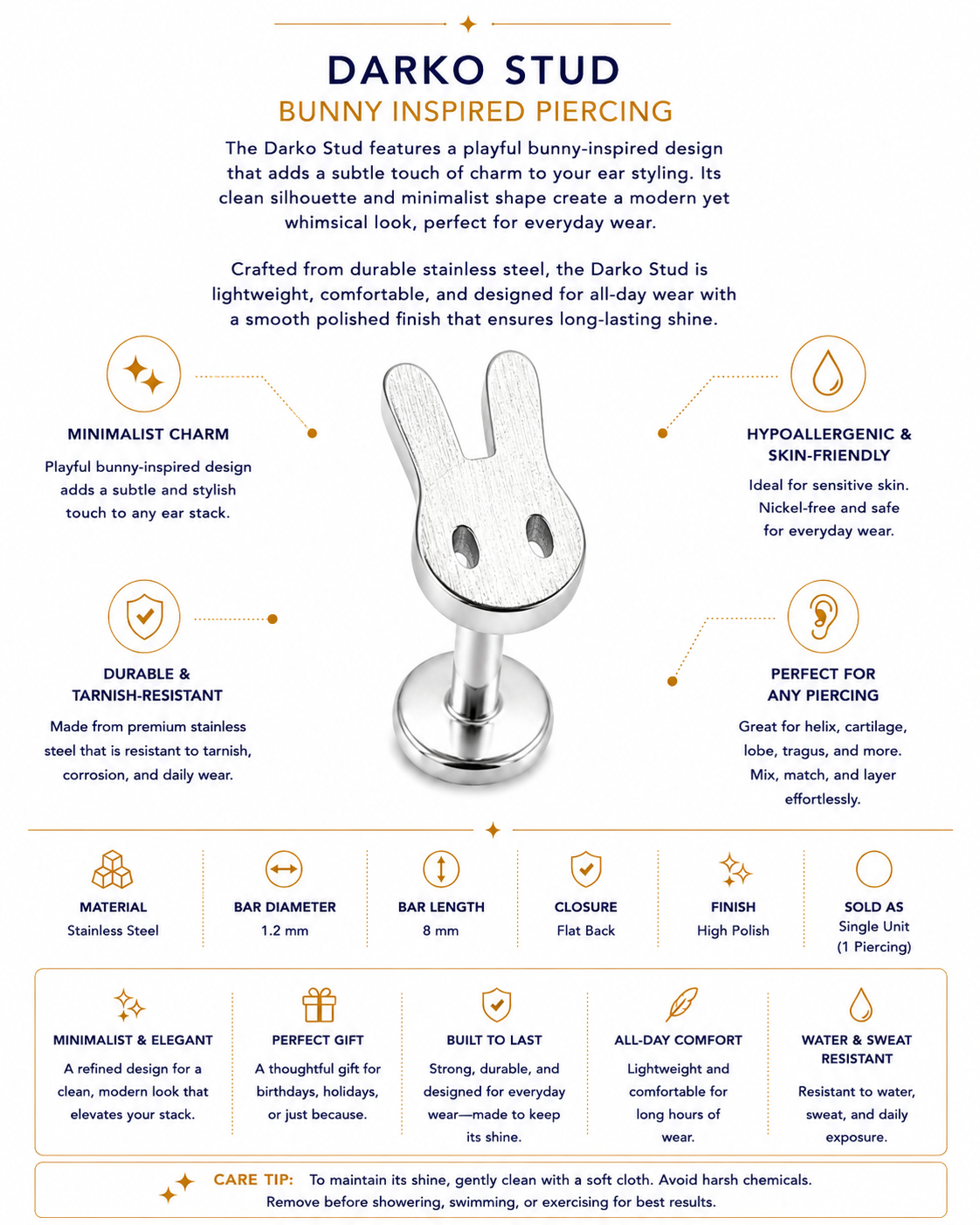 Darko Stud – Bunny Zirconia Piercing