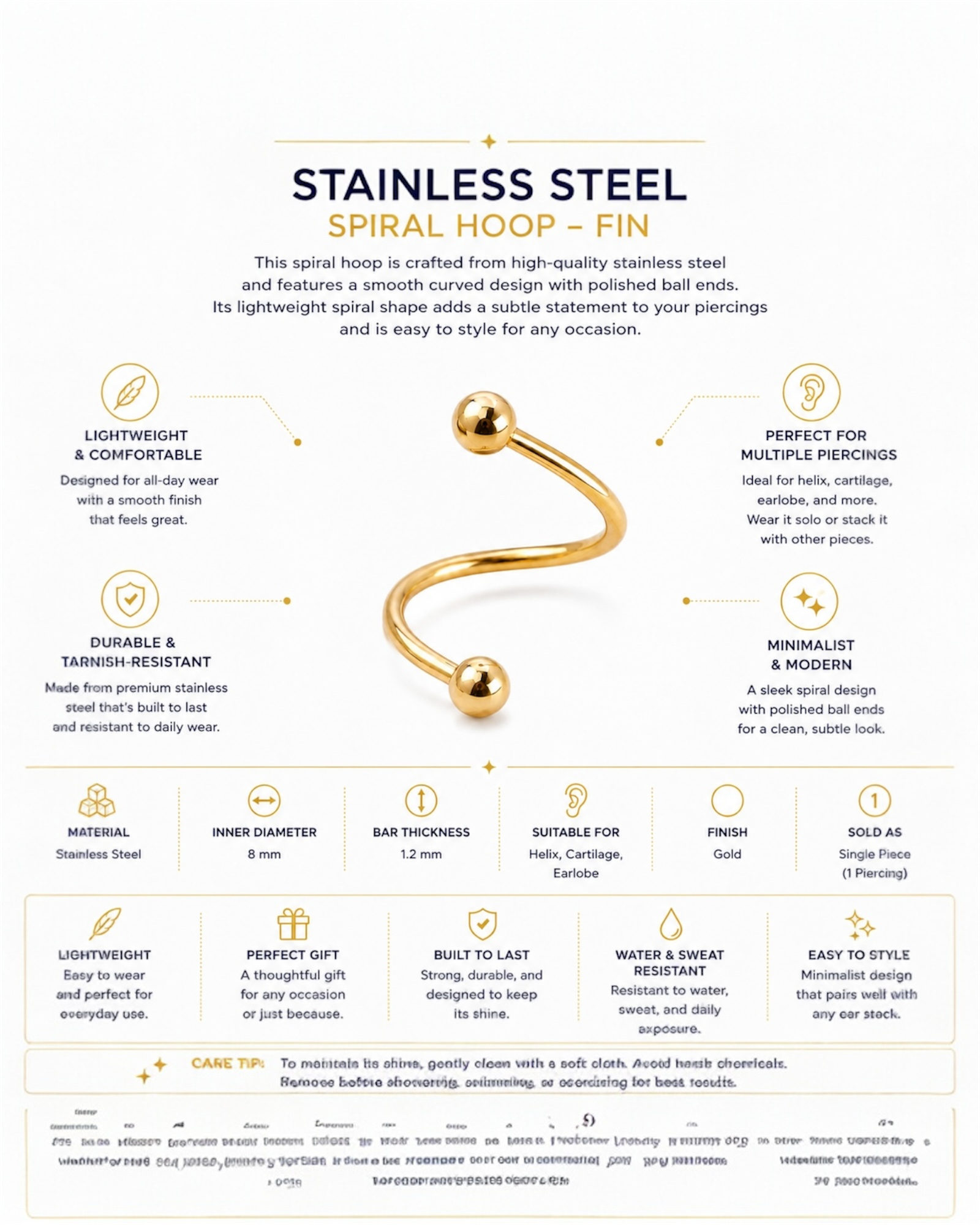 Stainless Steel Spiral Hoop – Fin
